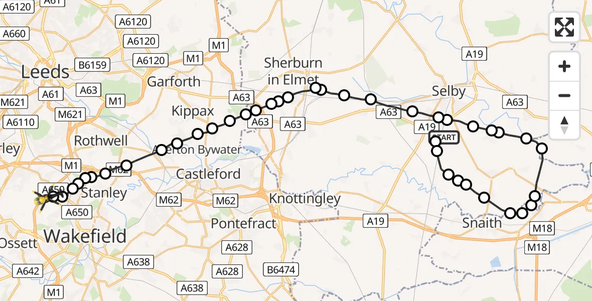 Flight route Police Helicopter Burn - Brandy Carr, 22 May 2026, 21:50