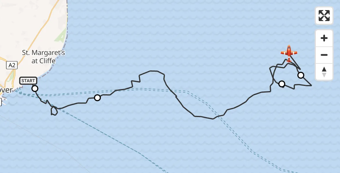 Flight route Coastguard Drone Dover - North Sea, 23 May 2026, 06:23