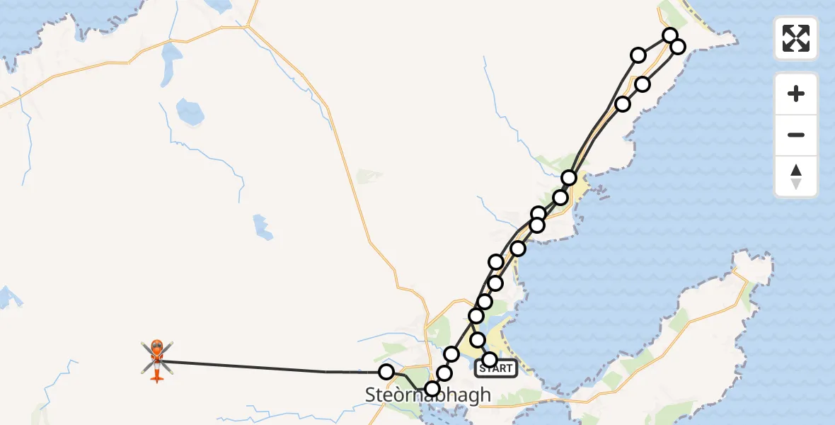 Flight route Coastguard Helicopter Stornoway Airport - Na h-Eileanan Siar, 23 May 2026, 09:02