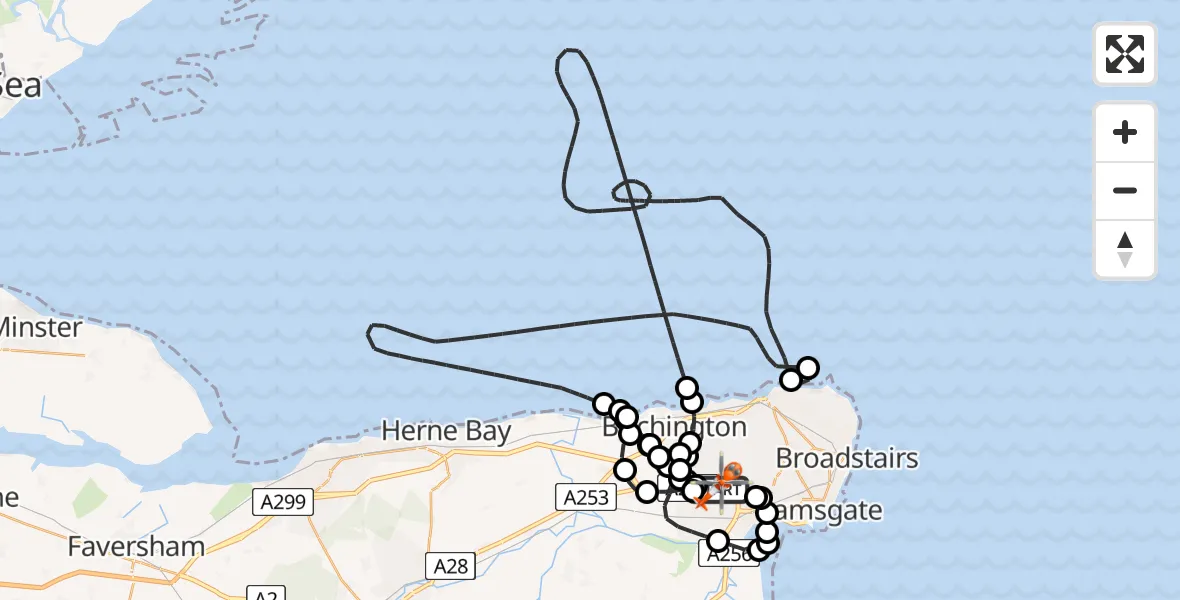 Flight route Coastguard Helicopter Manston Airport - Manston Airport, 23 May 2026, 09:04