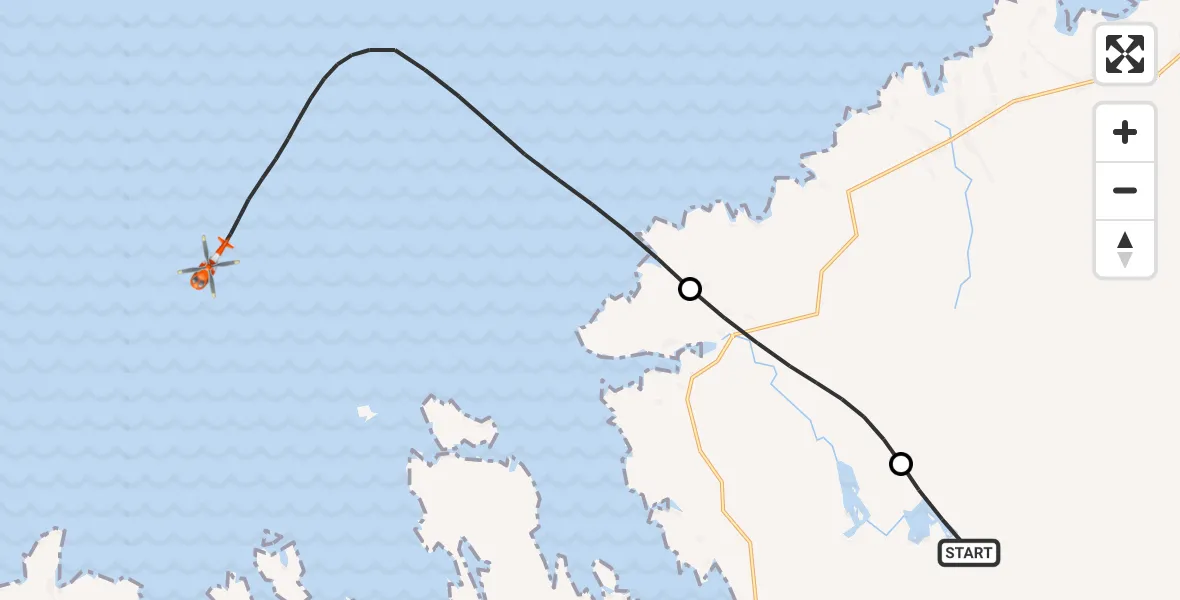 Flight route Coastguard Helicopter Na h-Eileanan Siar - North Atlantic Ocean, 23 May 2026, 09:18