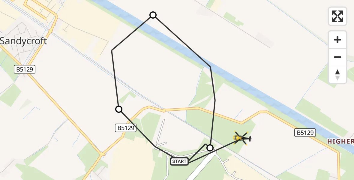Flight route Police Helicopter Hawarden Airport - Saltney Ferry, 23 May 2026, 10:35
