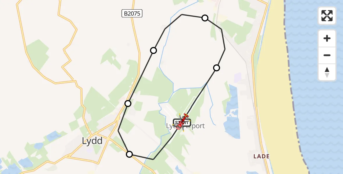 Flight route Air Ambulance Helicopter Lydd London Ashford Airport - Lydd London Ashford Airport, 23 May 2026, 11:43