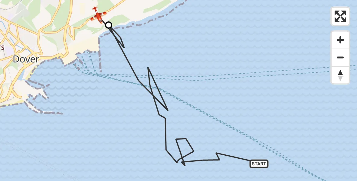 Flight route Coastguard Drone English Channel - Swingate Airfield, 23 May 2026, 11:43