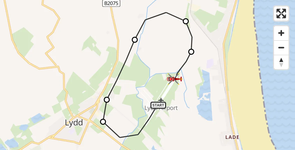 Flight route Air Ambulance Helicopter Lydd London Ashford Airport - Lydd London Ashford Airport, 23 May 2026, 11:54