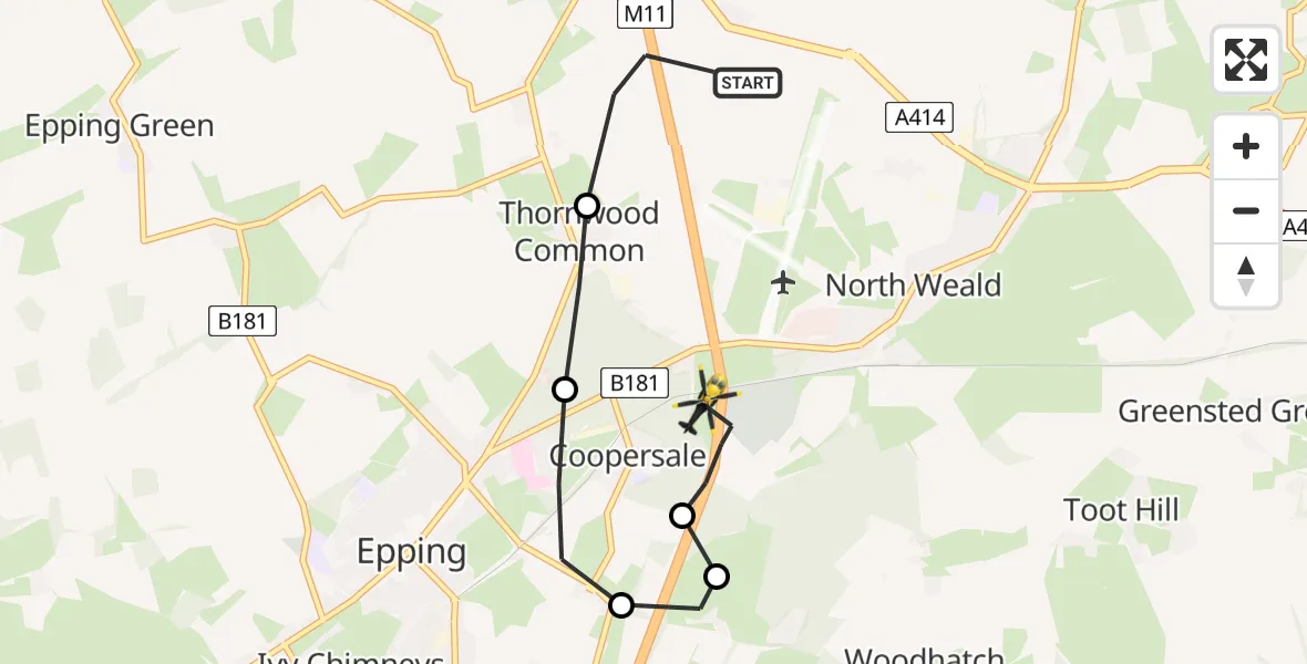 Flight route Police Helicopter North Weald Bassett - North Weald Bassett, 23 May 2026, 13:10