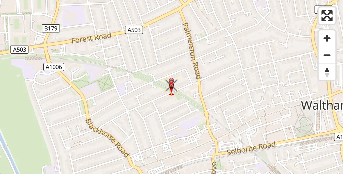 Flight route Air Ambulance Helicopter Waltham Forest - Waltham Forest, 23 May 2026, 13:46