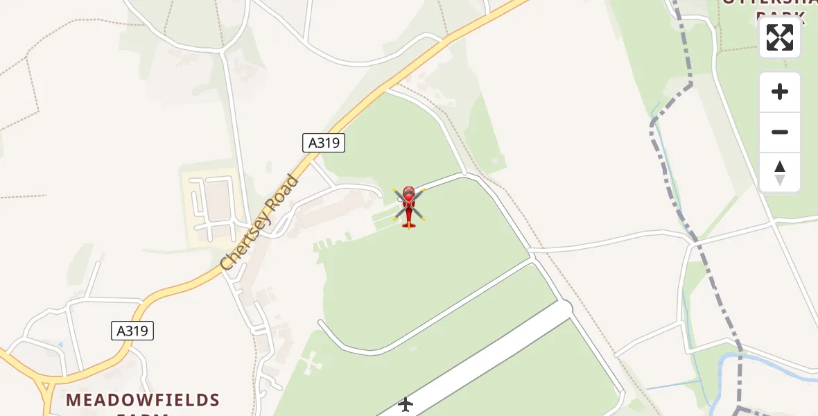 Flight route Air Ambulance Helicopter Fairoaks Airport - Fairoaks Airport, 23 May 2026, 14:03