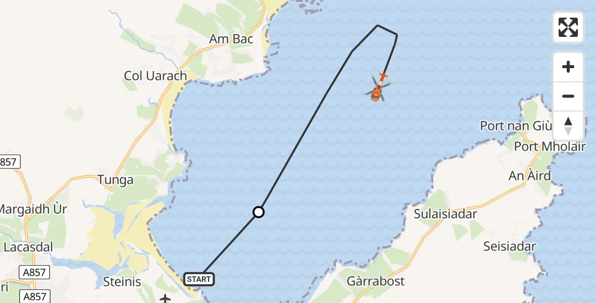 Flight route Coastguard Helicopter Mealabost - Inner Seas, 23 May 2026, 14:11