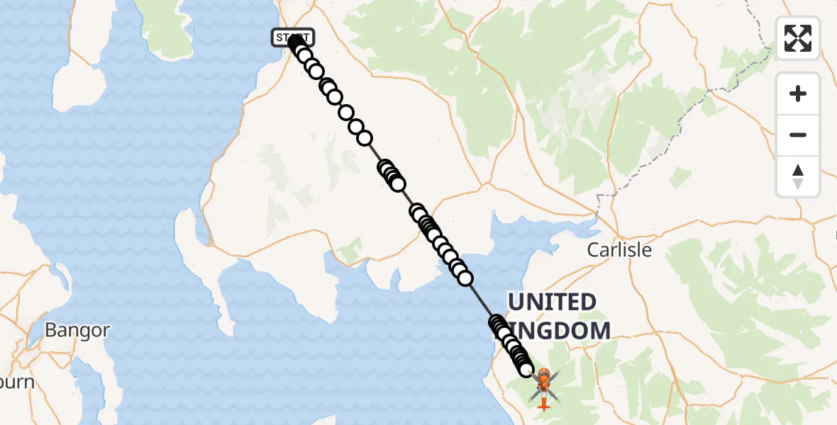 Flight route Coastguard Helicopter Glasgow Prestwick Airport - Ennerdale and Kinniside, 23 May 2026, 14:49