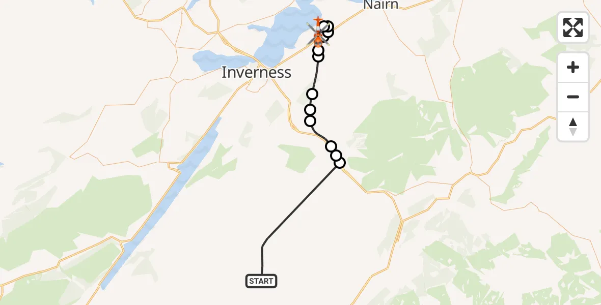 Flight route Coastguard Helicopter Highland - Inverness Airport, 23 May 2026, 15:33