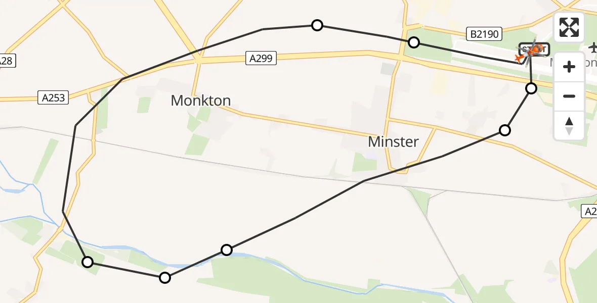 Flight route Coastguard Helicopter Manston Airport - Manston Airport, 23 May 2026, 15:35