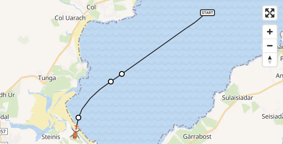 Flight route Coastguard Helicopter Inner Seas - Stornoway Airport, 23 May 2026, 15:57