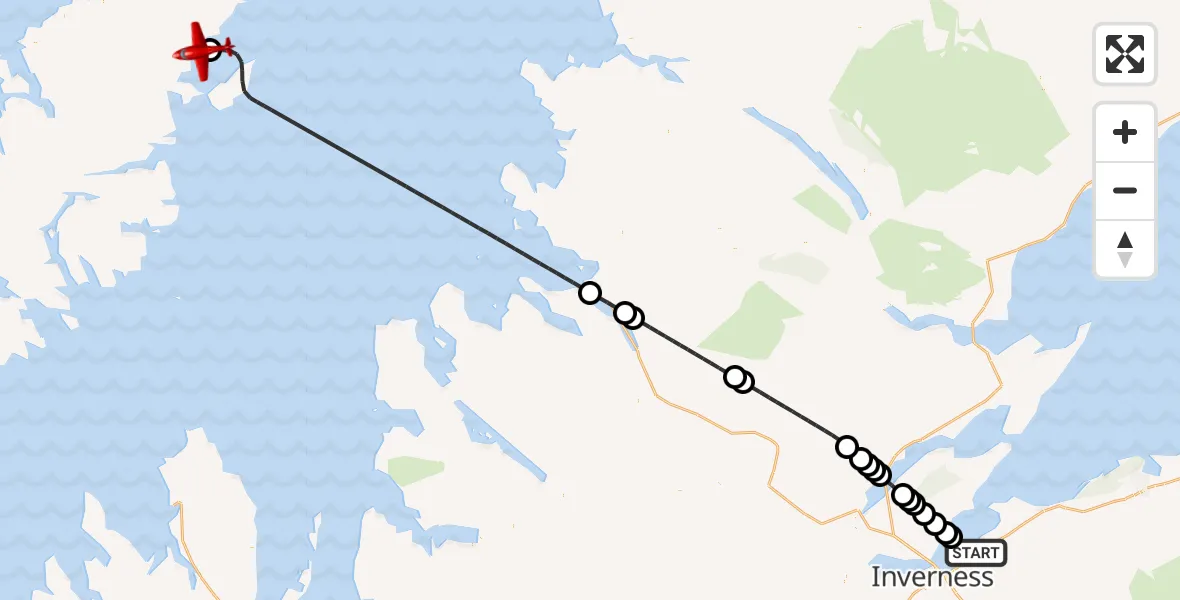 Flight route Air Ambulance Aircraft Inverness - Am Bac, 23 May 2026, 16:24