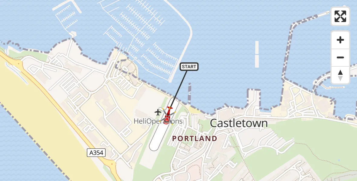 Flight route Air Ambulance Helicopter RNAS Portland Heliport - RNAS Portland Heliport, 23 May 2026, 16:47
