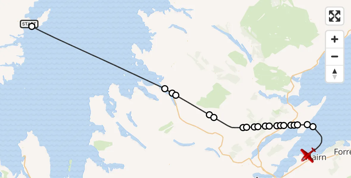 Flight route Air Ambulance Aircraft Tolm - North Sea, 23 May 2026, 17:23