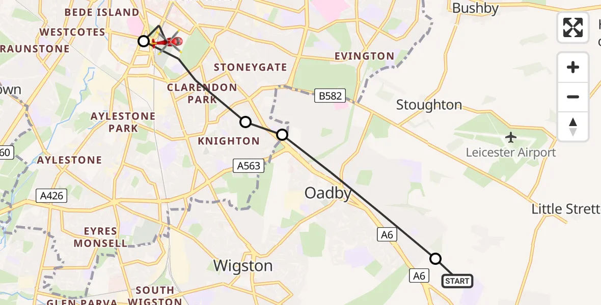 Flight route Air Ambulance Helicopter Great Glen - Bede Island, 23 May 2026, 17:37