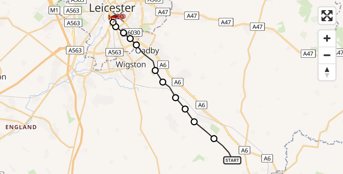 Flight route Air Ambulance Helicopter Foxton - Bede Island, 23 May 2026, 18:23