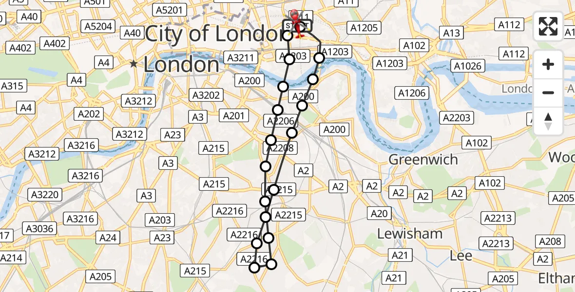 Flight route Air Ambulance Helicopter Royal London Hospital - Royal London Hospital, 23 May 2026, 18:48