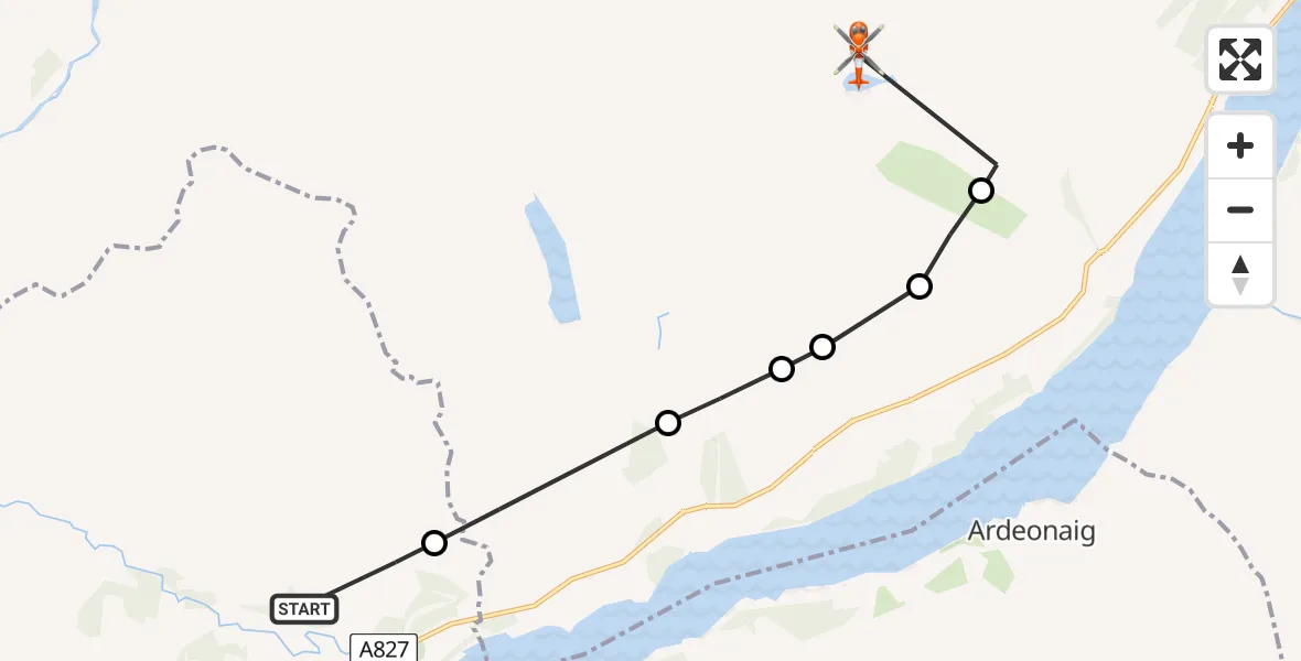 Flight route Coastguard Helicopter Stirling - Perth and Kinross, 23 May 2026, 19:00