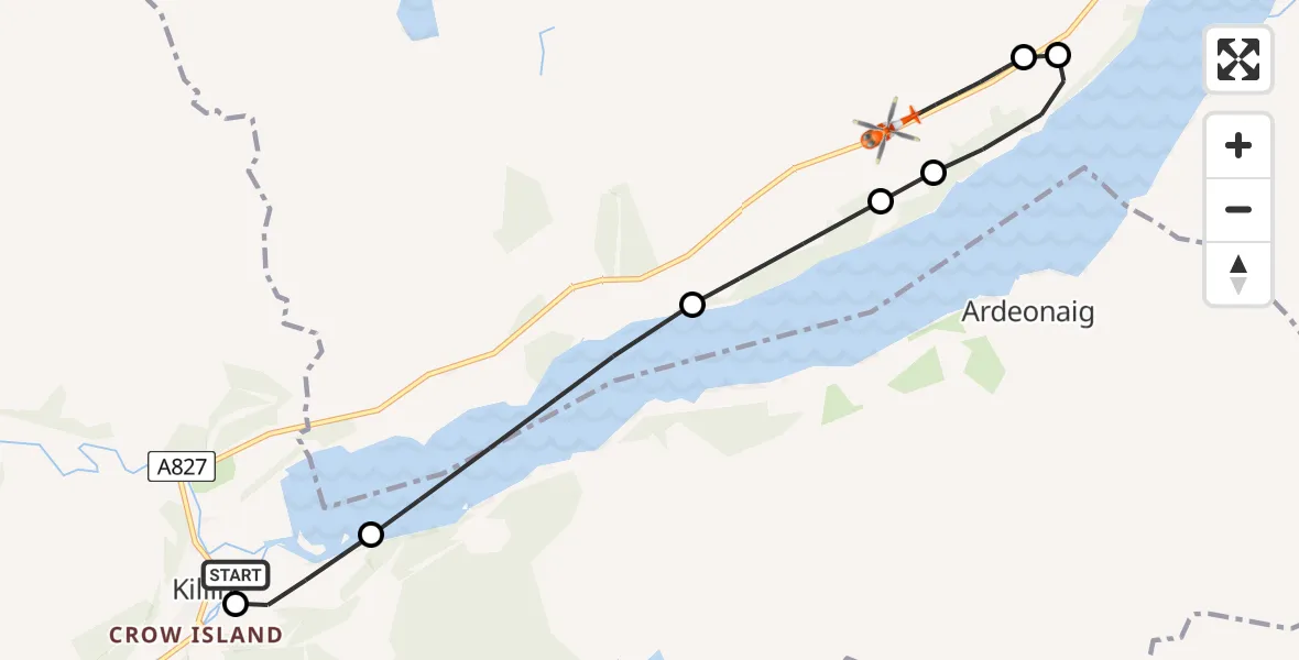 Flight route Coastguard Helicopter Killin - Lawers, 23 May 2026, 21:41