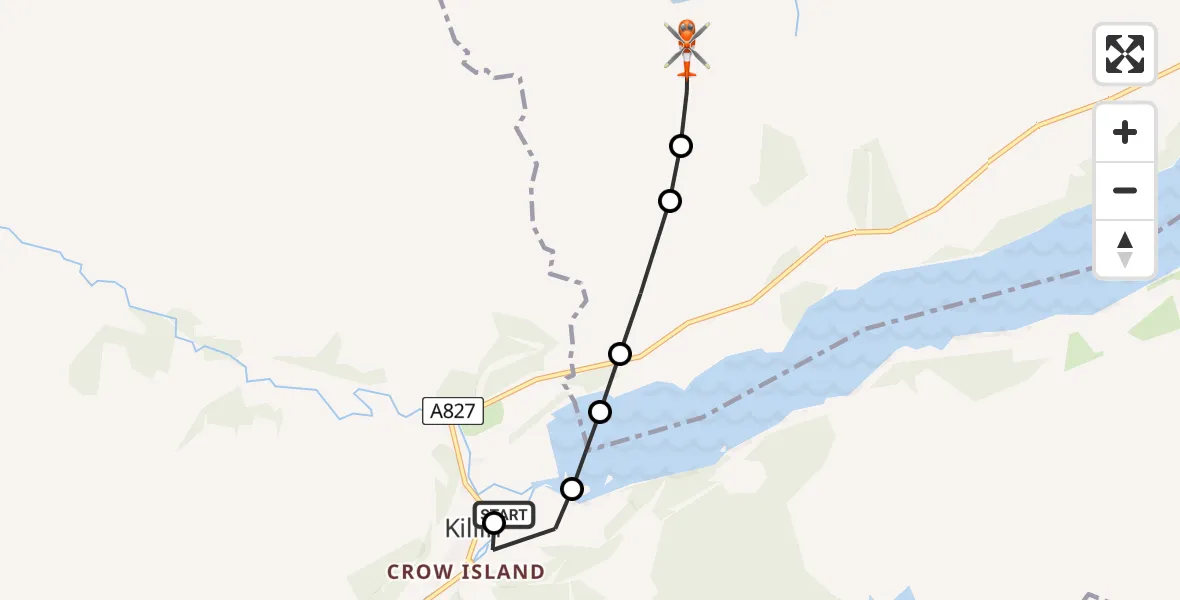 Flight route Coastguard Helicopter Killin - Morenish, 23 May 2026, 23:13
