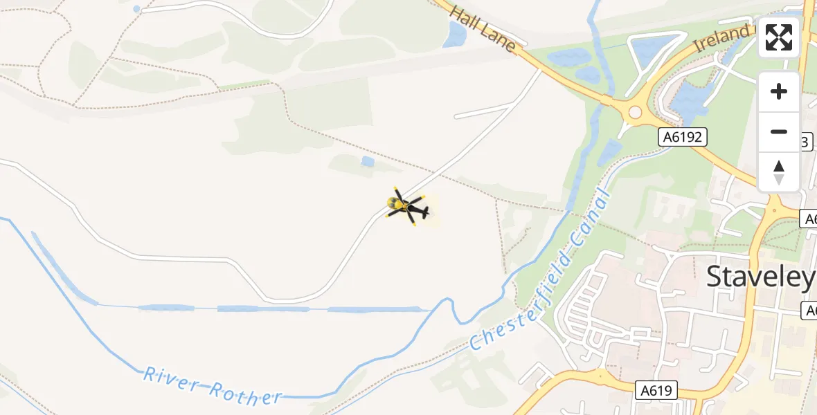 Flight route Police Helicopter Staveley - Staveley, 23 May 2026, 23:26