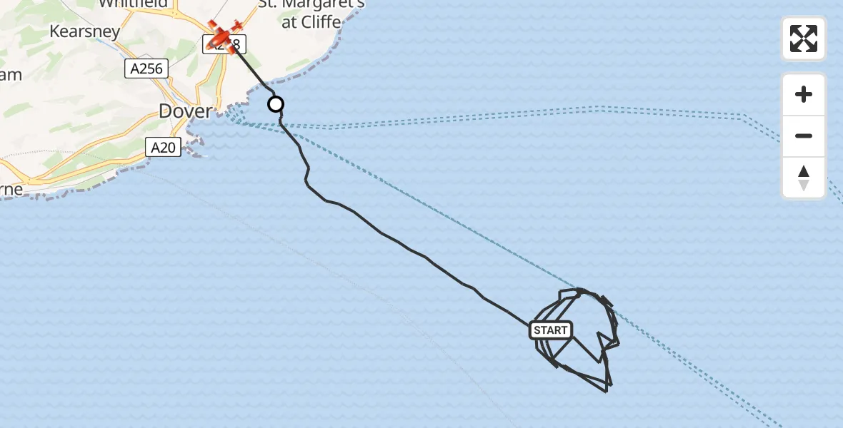 Flight route Coastguard Drone English Channel - Dover, 24 May 2026, 05:37