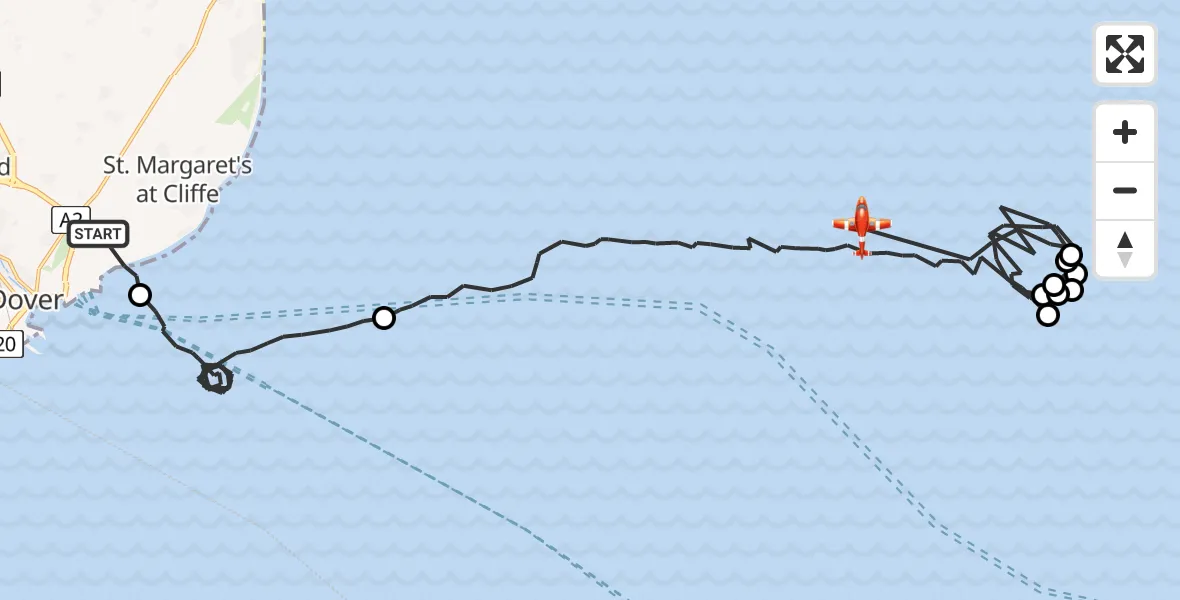 Flight route Coastguard Drone Dover - North Sea, 24 May 2026, 07:14