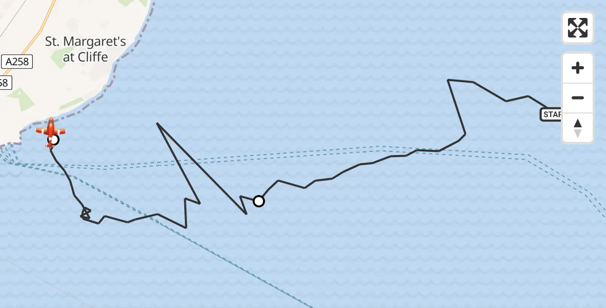 Flight route Coastguard Drone North Sea - Dover, 24 May 2026, 07:49