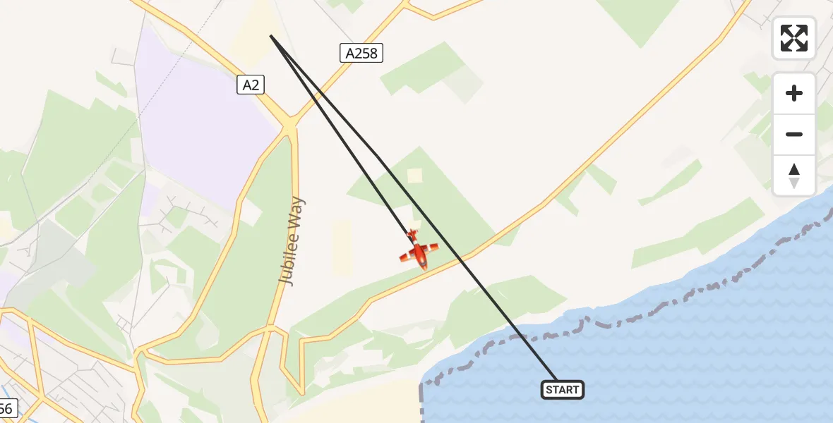 Flight route Coastguard Drone Dover - Swingate Airfield, 24 May 2026, 08:01