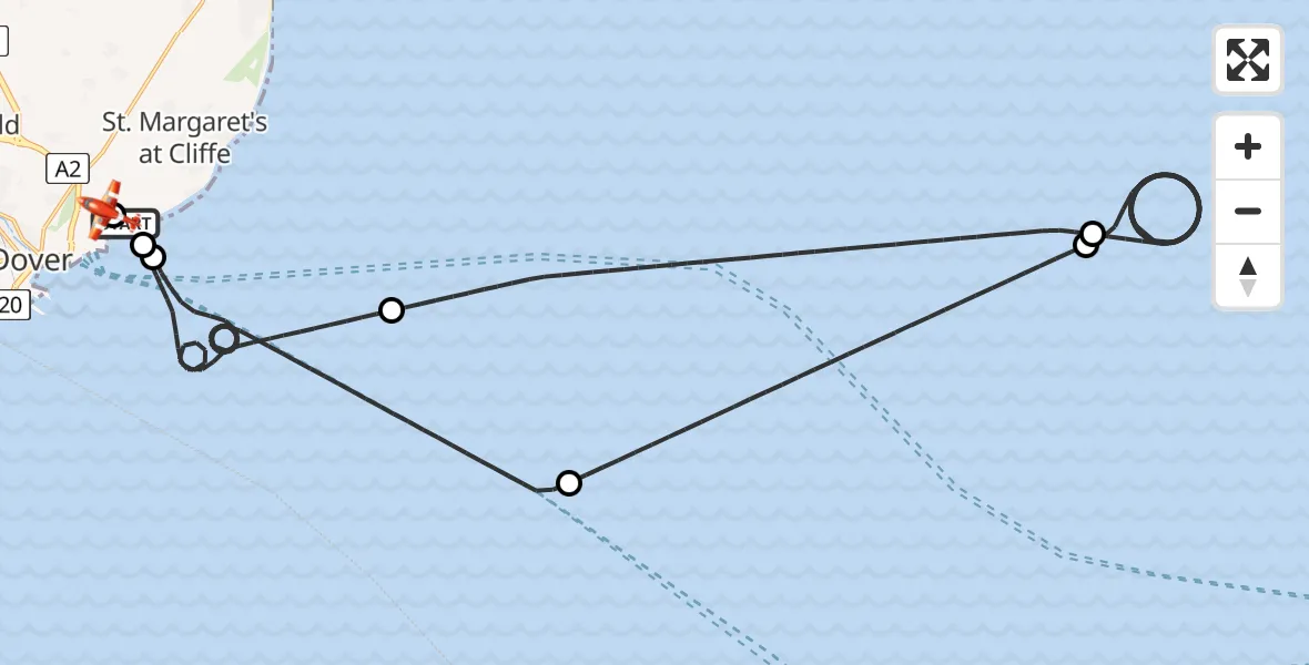 Flight route Coastguard Drone Dover - Swingate Airfield, 24 May 2026, 10:06