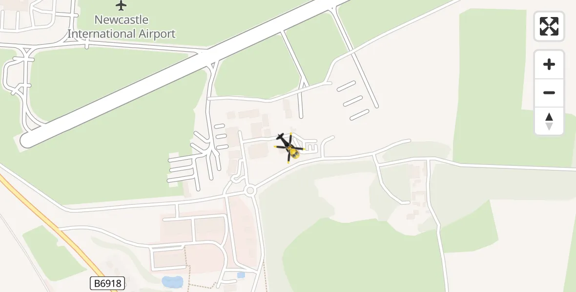 Flight route Police Helicopter Newcastle International Airport - Newcastle International Airport, 24 May 2026, 10:26