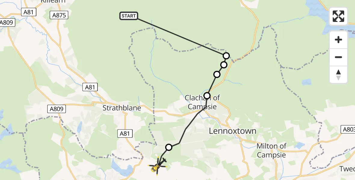 Flight route Police Helicopter Stirling - Milngavie, 24 May 2026, 10:44