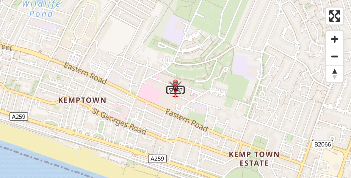 Flight route Air Ambulance Helicopter Brighton - Brighton, 24 May 2026, 11:57