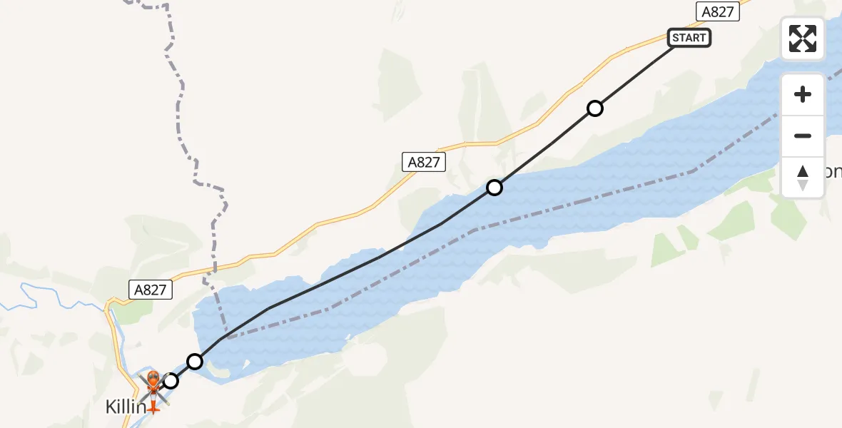 Flight route Coastguard Helicopter Carie - Killin, 24 May 2026, 12:00
