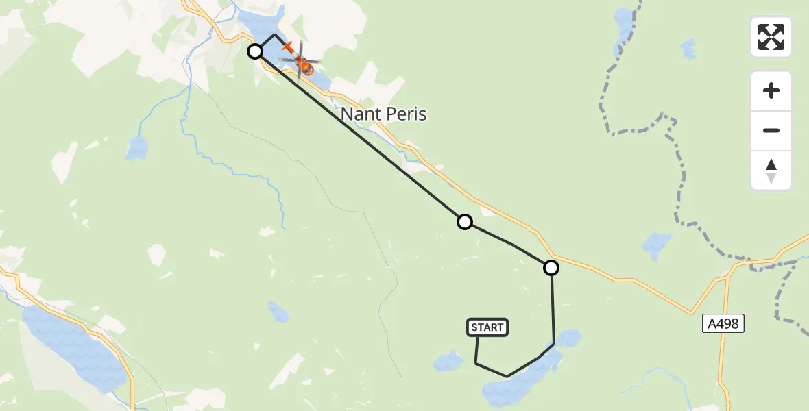 Flight route Coastguard Helicopter Beddgelert - Llanberis, 24 May 2026, 13:14