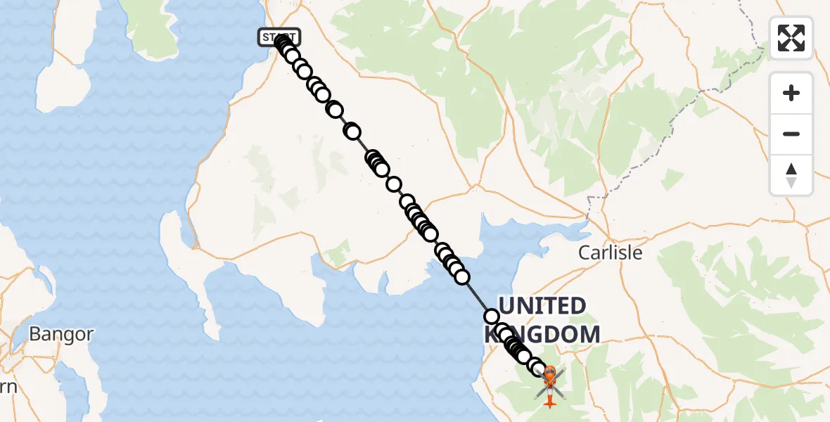 Flight route Coastguard Helicopter Glasgow Prestwick Airport - Ennerdale and Kinniside, 24 May 2026, 14:59