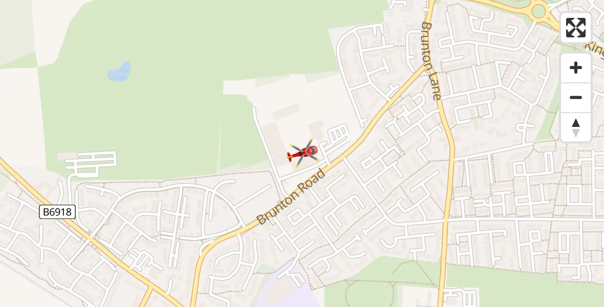 Flight route Air Ambulance Helicopter Woolsington - Woolsington, 24 May 2026, 15:12