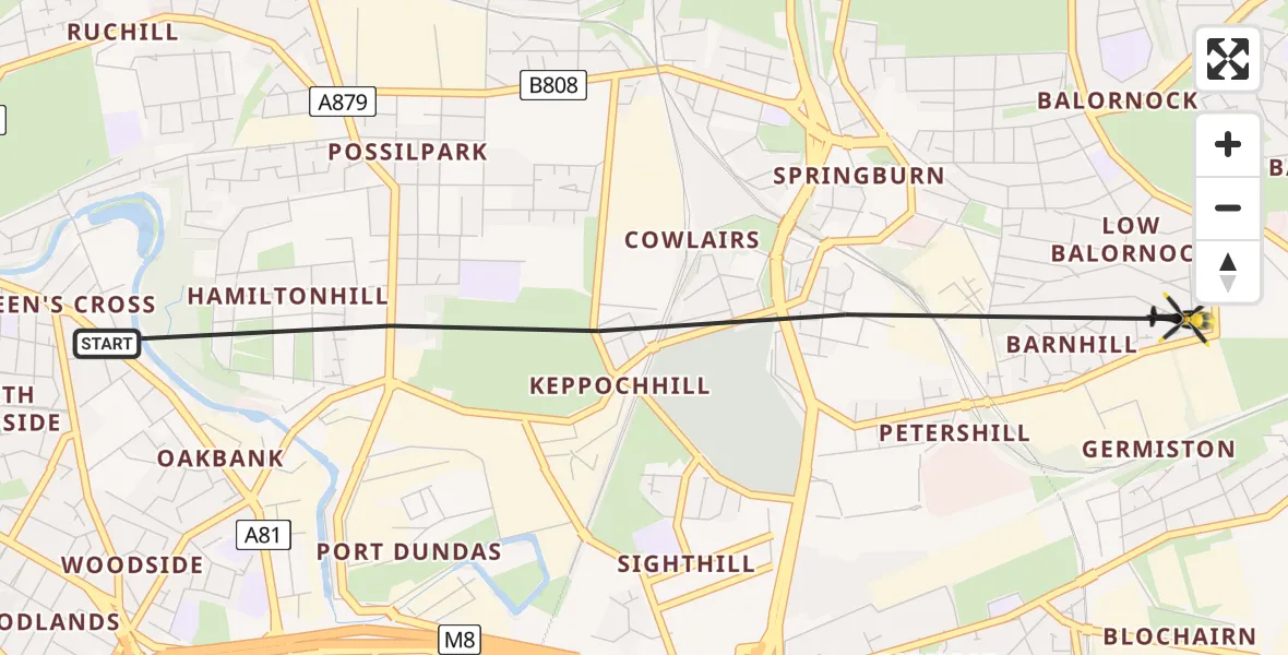 Flight route Police Helicopter Glasgow - Glasgow, 24 May 2026, 15:28