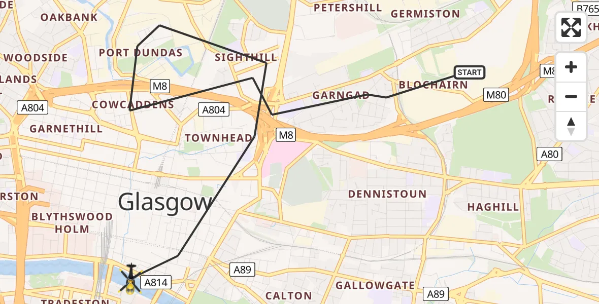 Flight route Police Helicopter Glasgow - Glasgow, 24 May 2026, 15:47