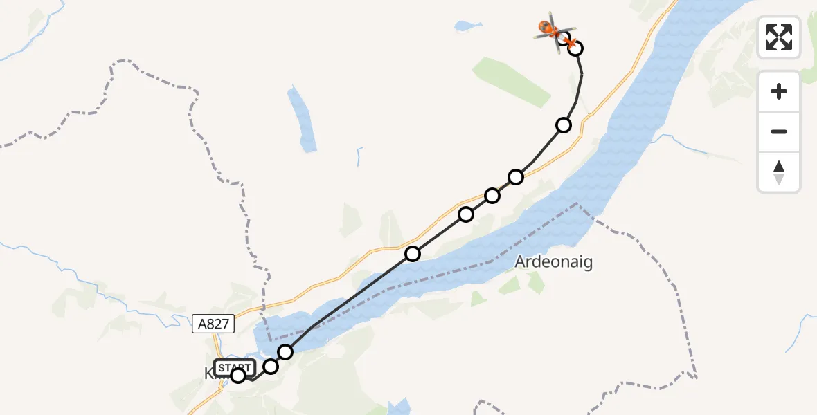 Flight route Coastguard Helicopter Killin - Milton, 24 May 2026, 15:58