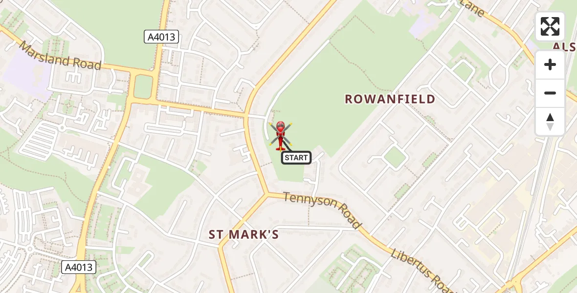 Flight route Air Ambulance Helicopter Cheltenham - Cheltenham, 24 May 2026, 16:09