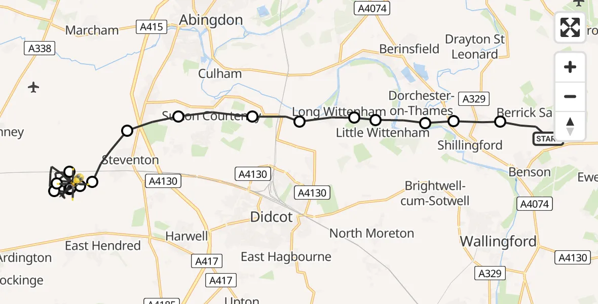 Flight route Police Helicopter Berrick Salome - East Hendred, 24 May 2026, 18:53