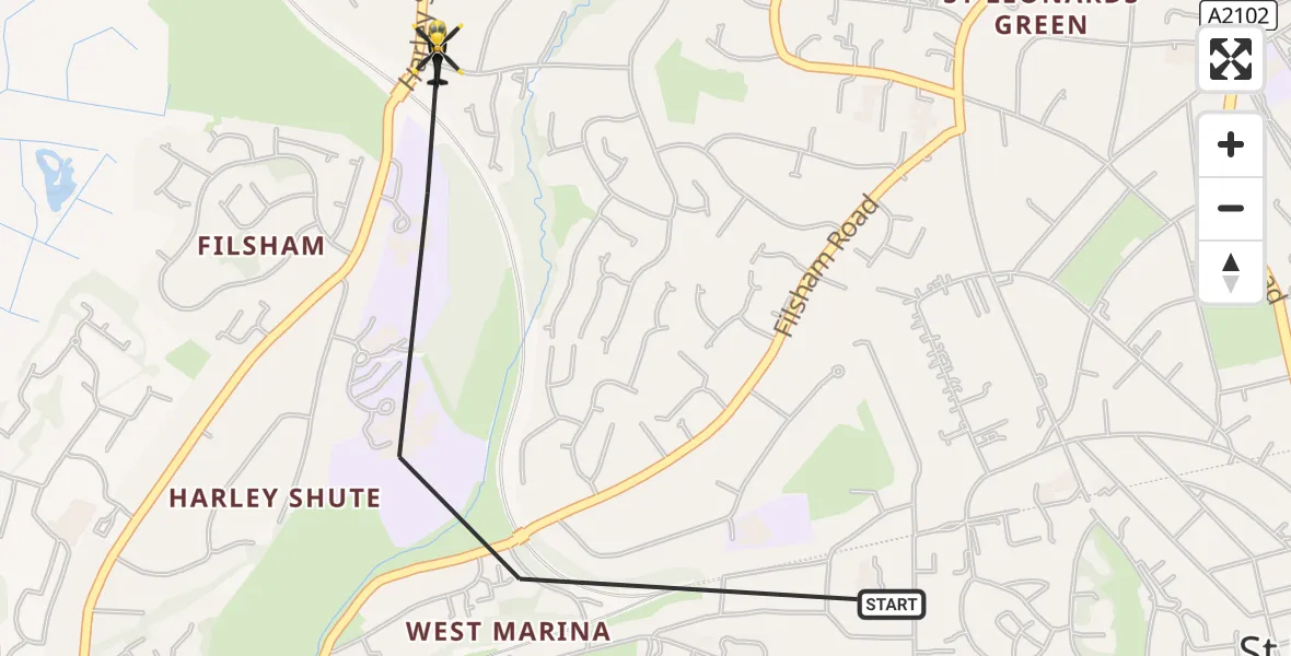 Flight route Police Helicopter St Leonards - St Leonards, 24 May 2026, 19:21