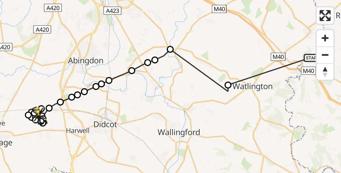 Flight route Police Helicopter South Oxfordshire - East Hendred, 24 May 2026, 21:46