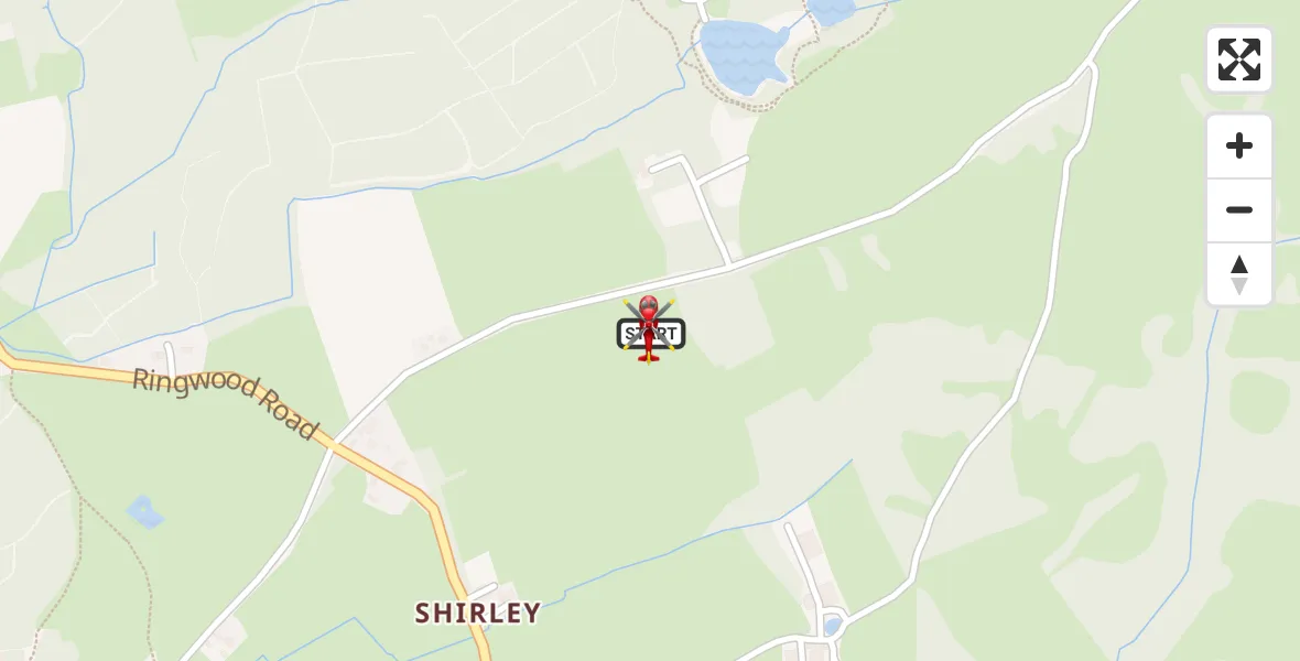 Flight route Air Ambulance Helicopter Bransgore - Bransgore, 25 May 2026, 00:04