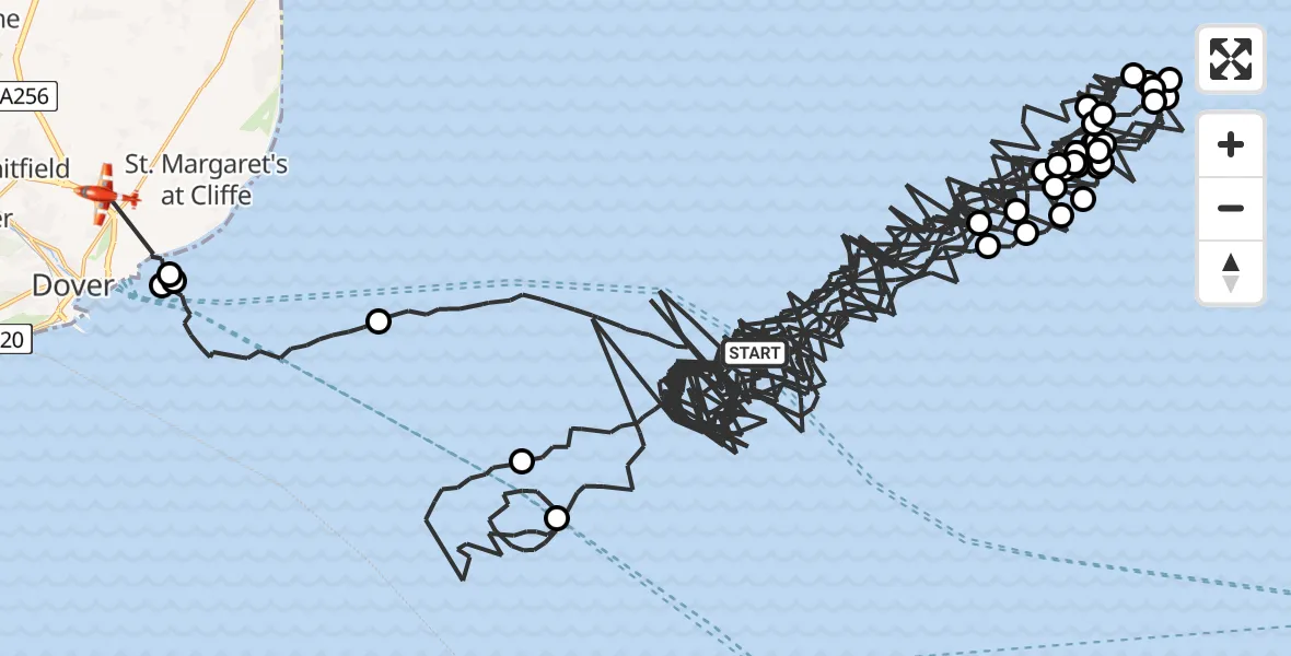 Flight route Coastguard Drone North Sea - Dover, 25 May 2026, 05:04