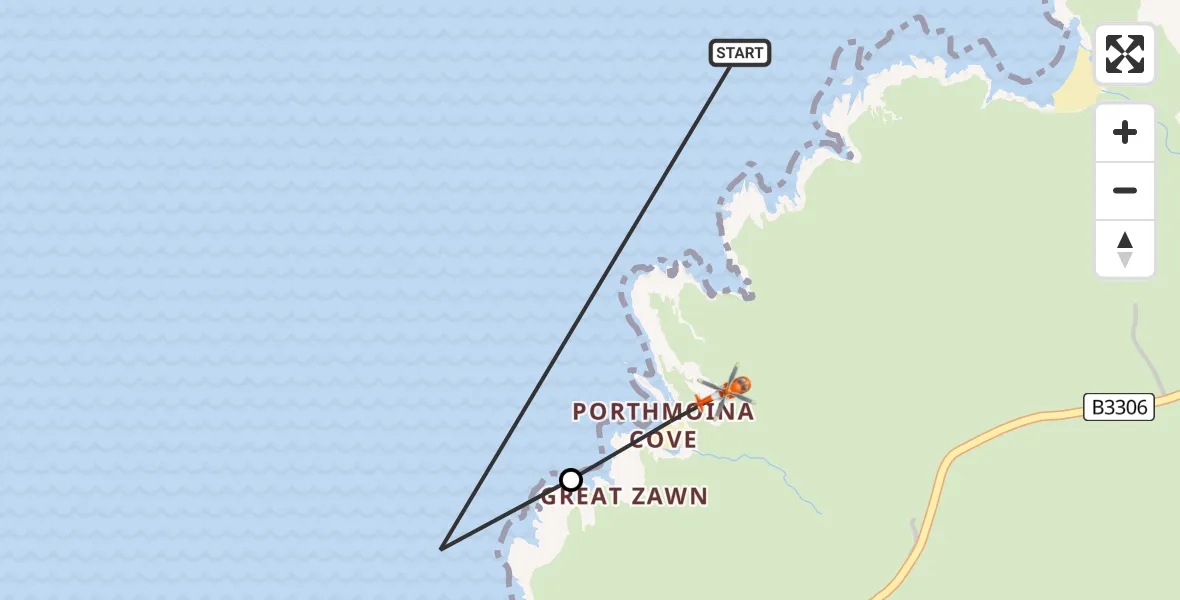 Flight route Coastguard Helicopter Morvah - Porthmeor, 25 May 2026, 09:30