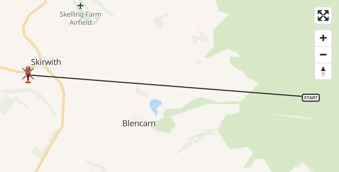 Flight route Air Ambulance Helicopter Culgaith - Skirwith, 25 May 2026, 10:06